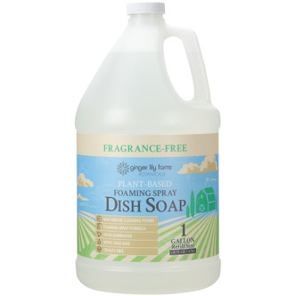 Ginger Lily Farms Botanicals Plant-Based Foaming Spray Dish Soap, Fragrance-Free, 1 Gallon Refill