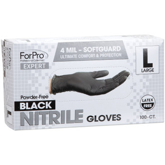 ForPro Expert SoftGuard Black Nitrile Gloves 4 Mil. Large 100-Count