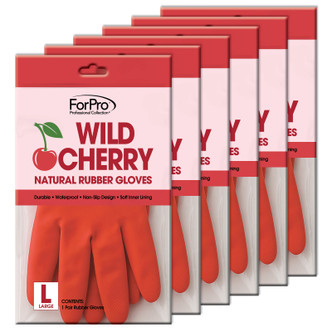 ForPro Rubber Gloves Wild Cherry Large 6-pr