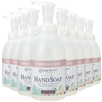 Ginger Lily Farms Botanicals Foaming Hand Soap, Whispering Rose, 20 oz. Pump Bottle, Pack of 8