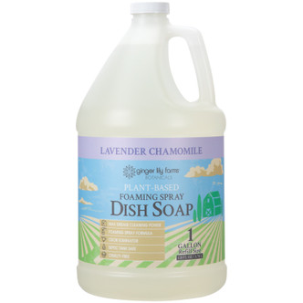 Ginger Lily Farms Botanicals Plant-Based Foaming Spray Dish Soap, Lavender Chamomile Scent, 1 Gallon Refill (Pack of 4)