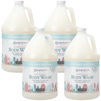 Ginger Lily Farms Botanicals Cucumber Mint Bliss Nourishing Body Wash, 1 Gallon (Pack of 4)