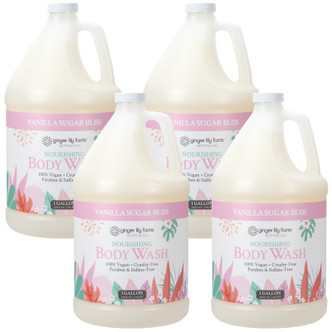 Ginger Lily Farms Botanicals Vanilla Sugar Bliss Nourishing Body Wash, 1 Gallon (Pack of 4)