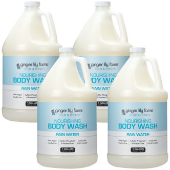 Ginger Lily Farms Club & Fitness Nourishing Body Wash, Rain Water, 1 Gallon (Pack of 4)