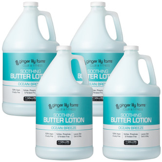 Ginger Lily Farms Club & Fitness Ocean Breeze Soothing Butter Lotion, 1 Gallon (Pack of 4)