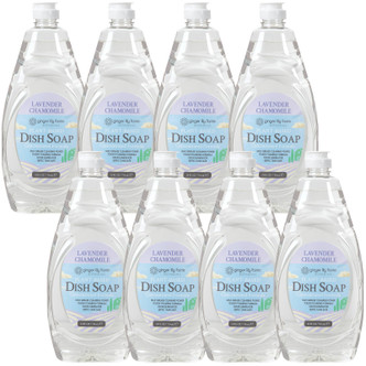 Ginger Lily Farms Botanicals Plant-Based Liquid Dish Soap, Lavender Chamomile Scent, 24 oz., Pack of 8