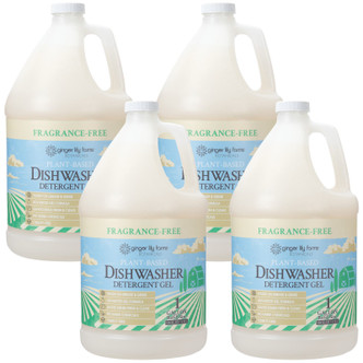 Ginger Lily Farms Botanicals Plant-Based Dishwasher Detergent Gel, Fragrance-Free, 1 Gallon Refill, Pack of 4