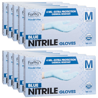 ForPro Blue Nitrile Gloves 4 Mil. Medium 100-Count, 10pk