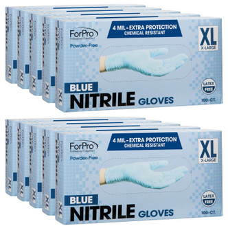 ForPro Blue Nitrile Gloves 4 Mil. X-Large 100-Count, 10pk