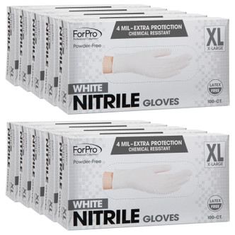ForPro White Nitrile Gloves 4 Mil. X-Large 100-Count, 10pk
