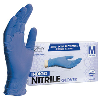 ForPro Indigo Nitrile Gloves Powder-Free 4 Mil. Medium 100-Count, 10pk