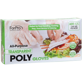 ForPro All-Purpose Transparent Poly Gloves 600ct