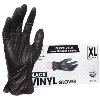 ForPro Black Powder-Free Vinyl Gloves X-Large 100-Count, Pack o 10