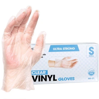 ForPro Clear Powder-Free Vinyl Gloves Small 100-Count, Pack of 10
