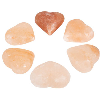 Pure Himalayan Salt Works Heart Massage Stone 2.75” W x 3” H x 1.5” D, Pack of 6