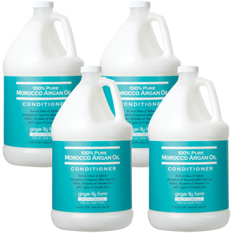 Ginger Lily Farms Salon Formula 100% Pure Morocco Argan Oil Conditioner, 1 Gallon, Pack of 4