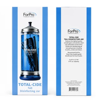 ForPro Tall Glass Disinfecting Jar for Salon, Barber & Spa Tools, 37 Oz