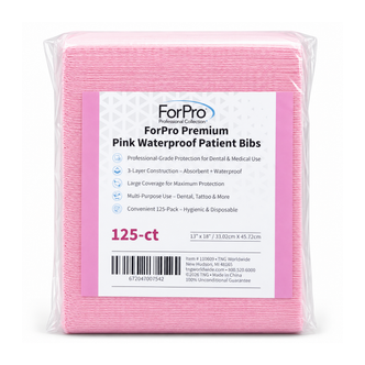 ForPro Pink Dental Bibs Disposable, 3-Ply Waterproof, 13"x18", 125-Count