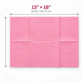 ForPro Pink Dental Bibs Disposable, 3-Ply Waterproof, 13"x18", 125-Count