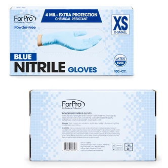 ForPro Blue Nitrile Gloves 4 Mil. X-Small 100-Count