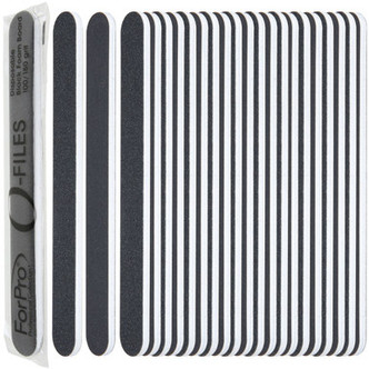 ForPro O-Files Foam Board, 100/180 Grit, Black, Double-Sided Manicure Nail File, 100-Count