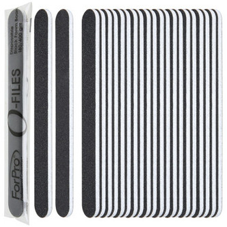 ForPro O-Files Foam Board, 180/400 Grit, Black, Double-Sided Manicure Nail File, 100-Count