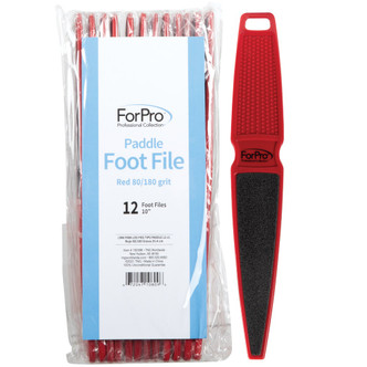 ForPro Pedicure Paddle Foot File 80/180 Grit Red 12-Pack
