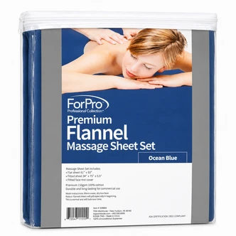 ForPro Premium Flannel 3-Piece Massage Sheet Set Ocean Blue