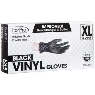 ForPro Black Powder-Free Vinyl Gloves X-Large 100-Count