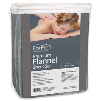 ForPro Premium Flannel 3-Piece Massage Sheet Set Cool Grey