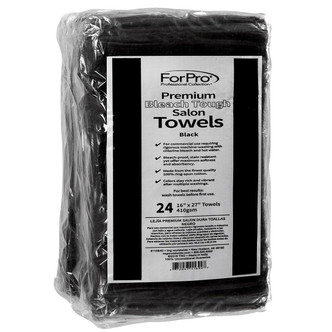 ForPro Premium Bleach Tough Salon Towels, Black 24-ct.