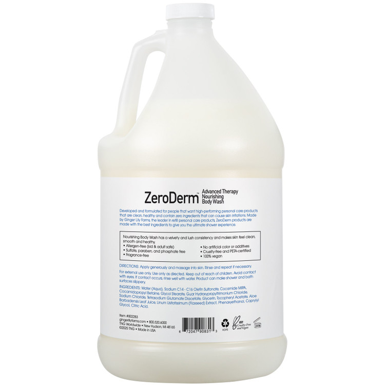 ZeroDerm Advanced Therapy Nourishing Body Wash, Fragrance-Free, 1 Gallon Refill