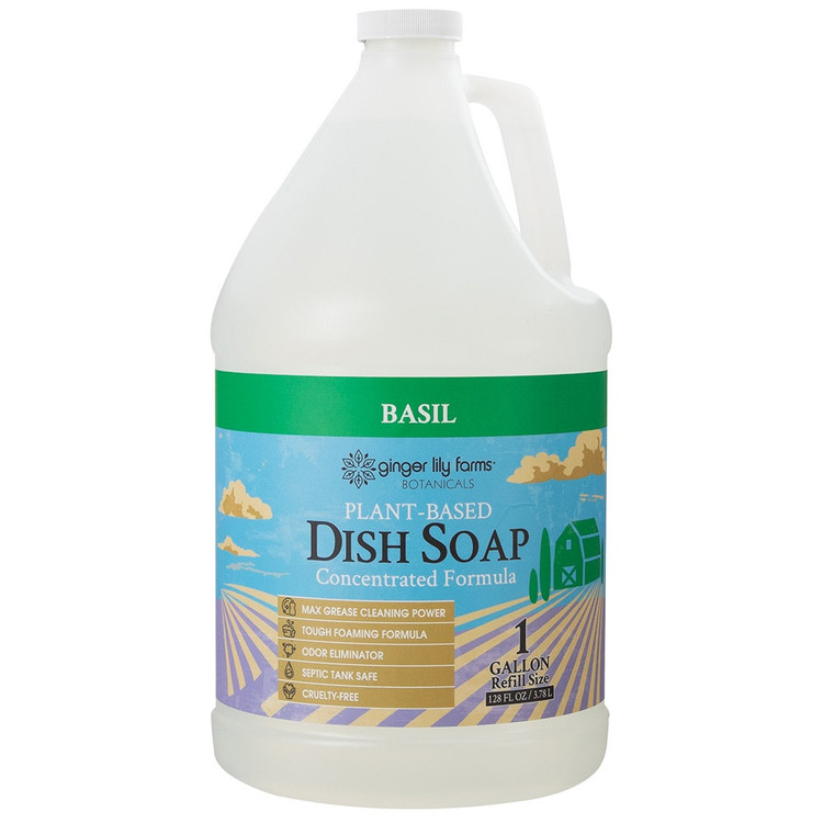 Basil Plant-Based Dish Soap front of bottle