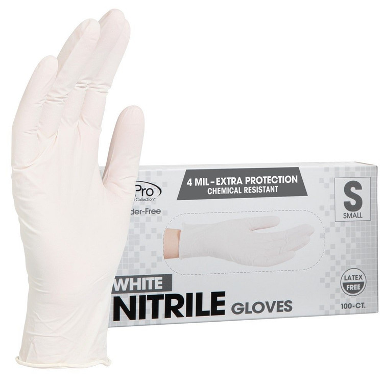 ForPro White Nitrile Gloves 4 Mil. Small 100-Count
