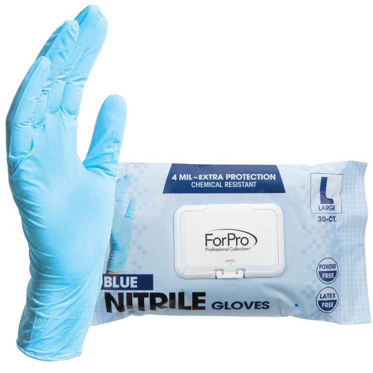 ForPro Blue Nitrile Gloves 4 Mil. Large 30-Count