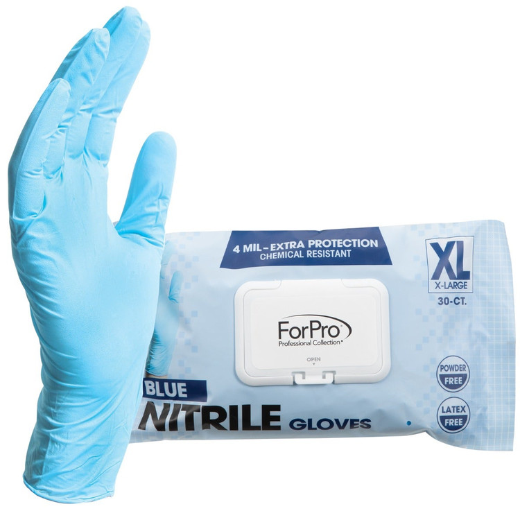 ForPro Blue Nitrile Gloves 4 Mil. X-Large 30-Count