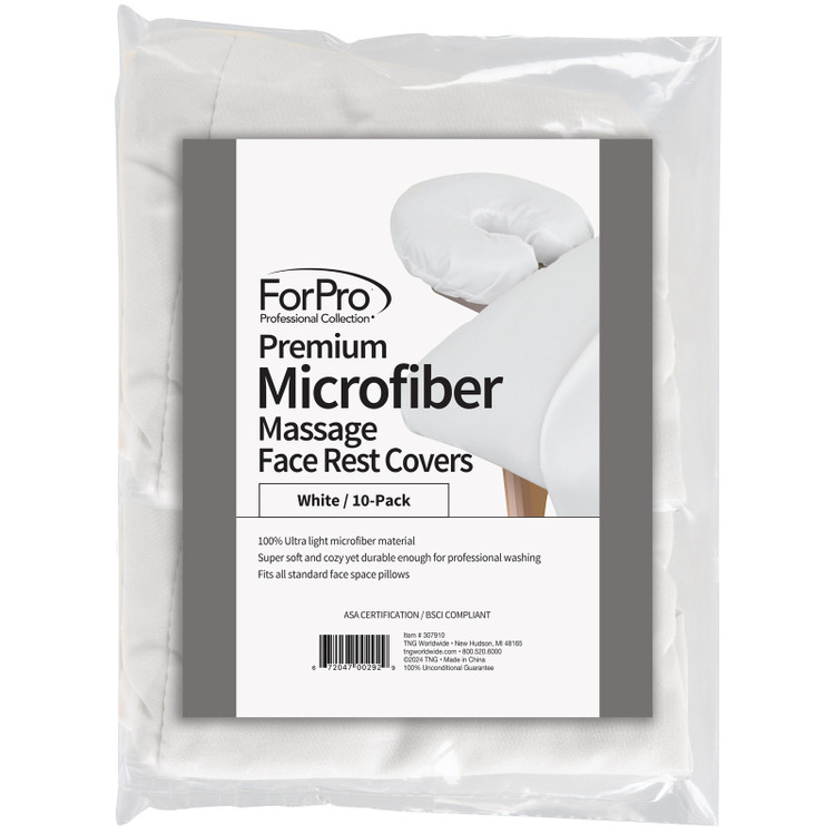 Premium Microfiber Massage Face Rest Cover White, 10 pack