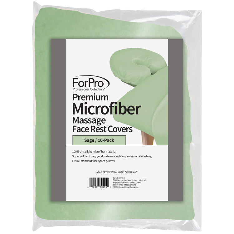 Premium Microfiber Massage Face Rest Cover Sage, 10 pack