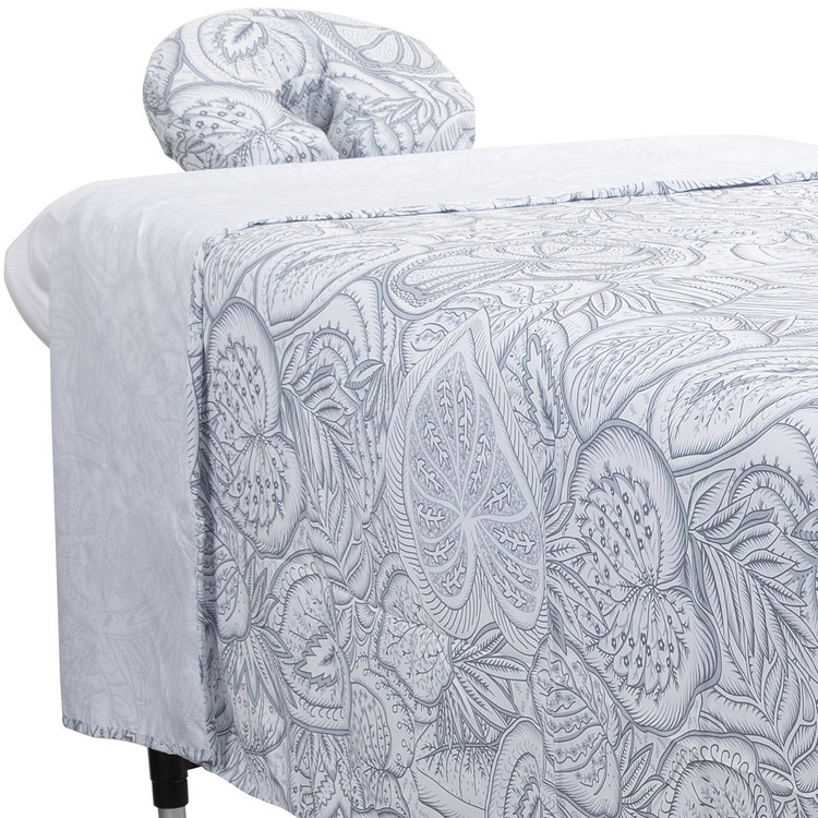 ForPro Premium Designer Microfiber 3-Piece Massage Sheet Set, Island Tranquility White