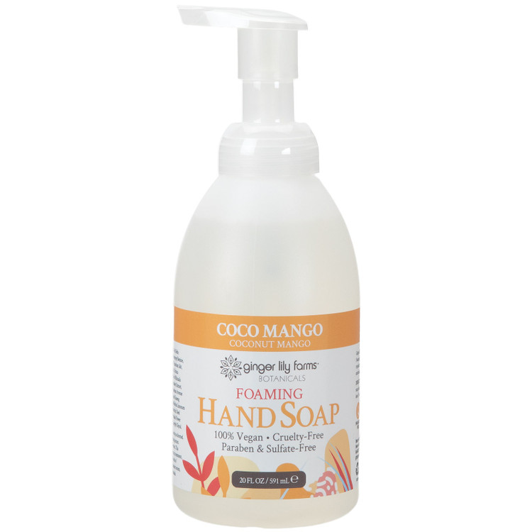 Ginger Lily Farms Botanicals Foaming Hand Soap, Coco Mango, 20 oz. Pump Bottle
