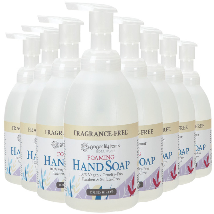 Ginger Lily Farms Botanicals Foaming Hand Soap, Fragrance-Free, 20 oz. Pump Bottle, Pack of 8