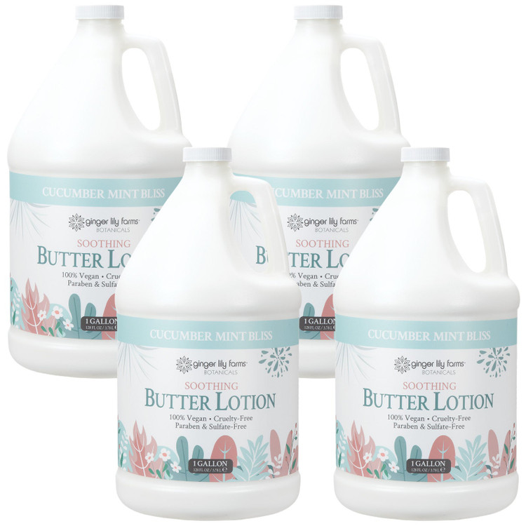 Ginger Lily Farms Botanicals Cucumber Mint Bliss Soothing Butter Lotion, 1 Gallon (Pack of 4)