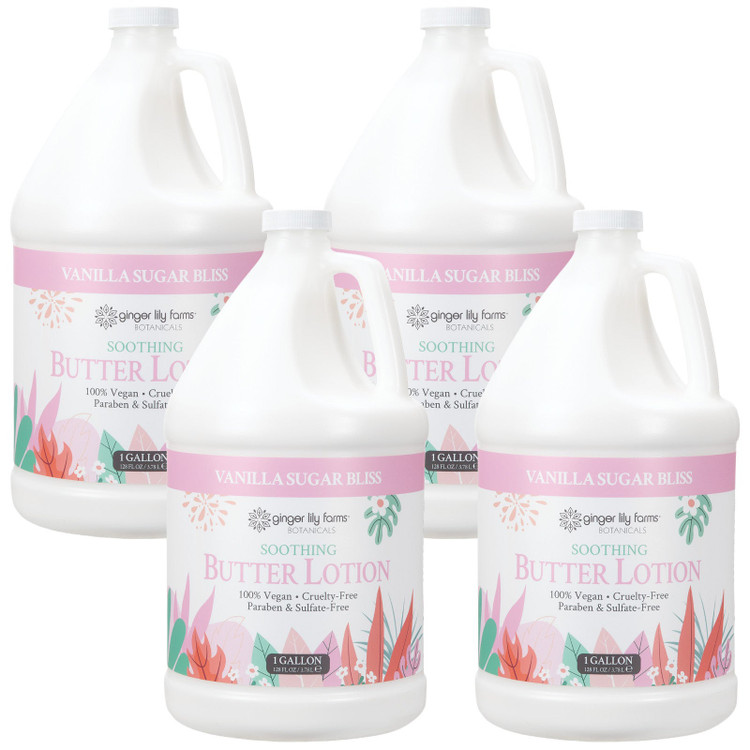 Ginger Lily Farms Botanicals Vanilla Sugar Bliss Soothing Butter Lotion, 1 Gallon (Pack of 4)