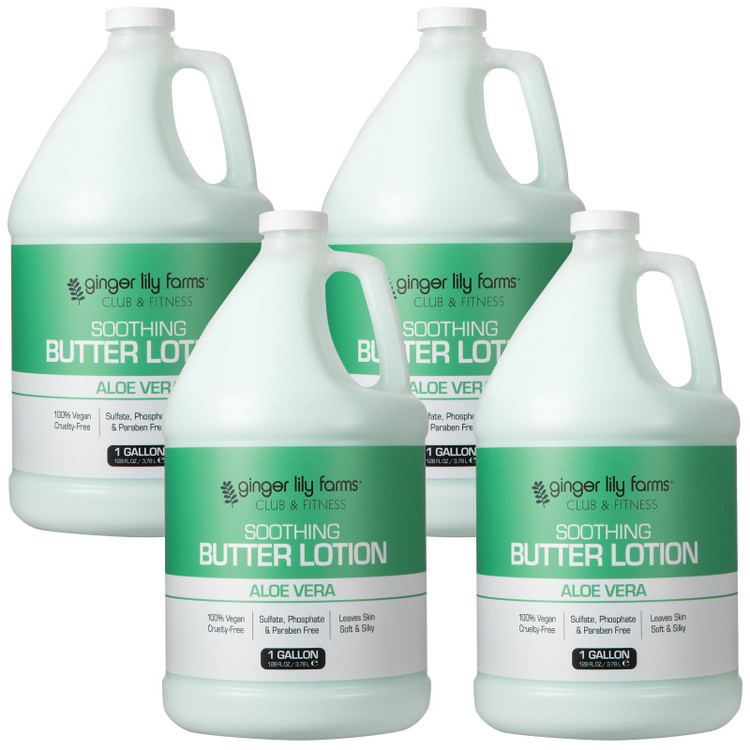 Ginger Lily Farms Club & Fitness Aloe Vera Soothing Butter Lotion, 1 Gallon (Pack of 4)