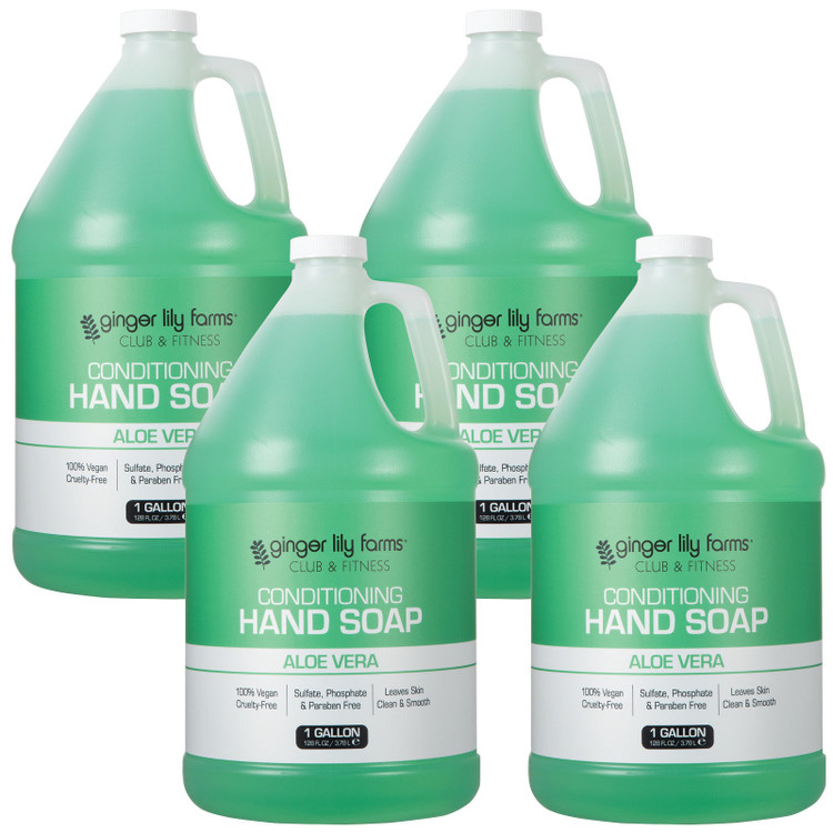 Ginger Lily Farms Club & Fitness Aloe Vera Conditioning Hand Soap, 1 Gallon (Pack of 4)