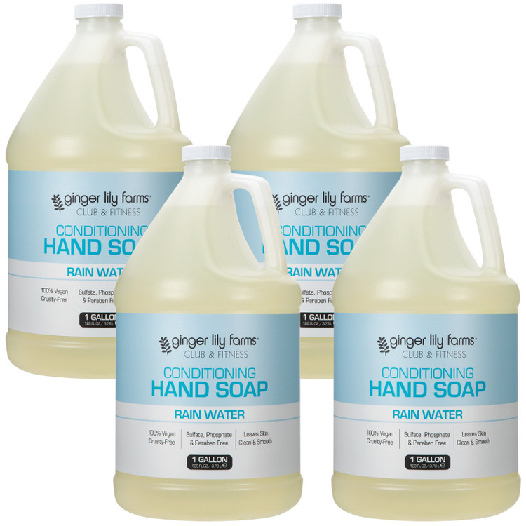 Ginger Lily Farms Club & Fitness Rain Water Conditioning Hand Soap, 1 Gallon (Pack of 4)