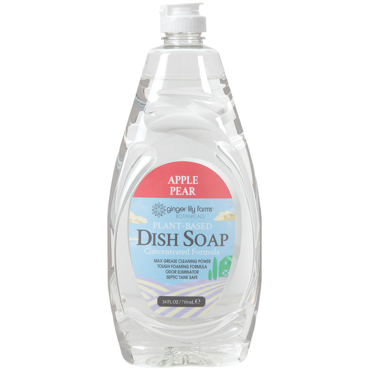 Ginger Lily Farms Botanicals Plant-Based Liquid Dish Soap, Apple Pear Scent, 24 oz.