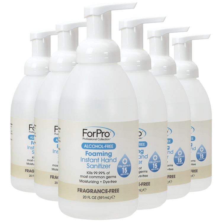 ForPro Alcohol-Free Foaming Instant Hand Sanitizer, Fragrance-Free, 20 oz., Pack of 6
