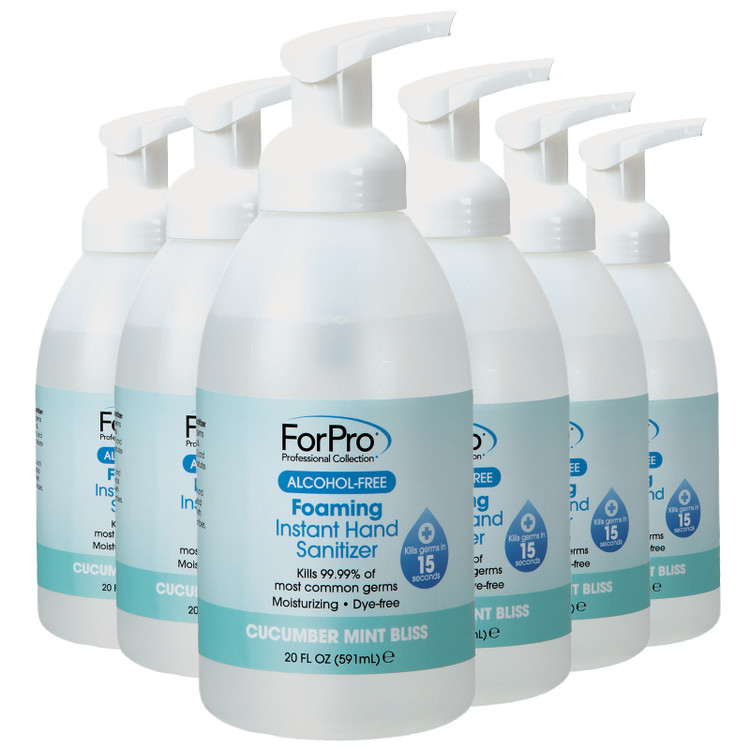 ForPro Alcohol-Free Foaming Instant Hand Sanitizer, Cucumber Mint, 20 oz., Pack of 6