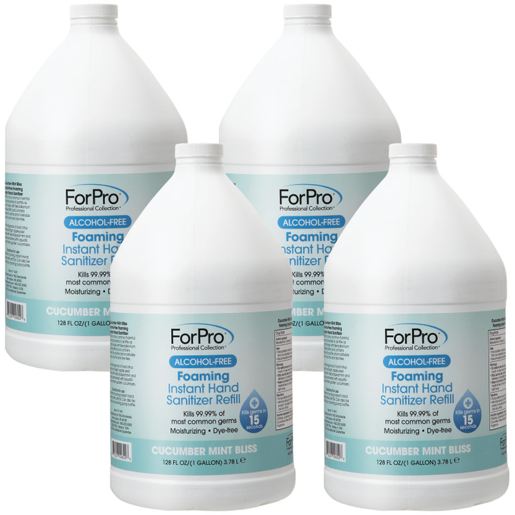 ForPro Alcohol-Free Foaming Instant Hand Sanitizer, Cucumber Mint, Gallon, Pack of 4